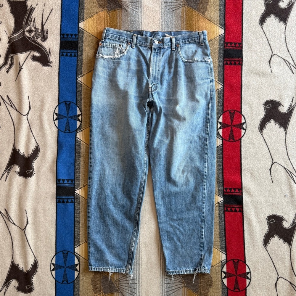Levis 560 Loose Fit Tapered Leg Jeans Light Wash Mens 36x30 Vintage Distressed